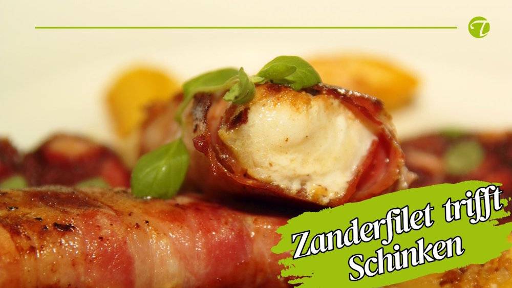 Gebratenes Zanderfilet im Schinkenmantel Gebratenes Zanderfilet im Schinkenmantel
