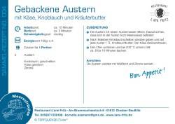 Rezept mit Zutaten und Kontaktdaten zum Gastgeber