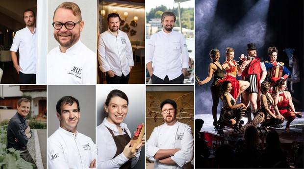 Reihe oben (v.l.n.r.): Philipp Dyczek ©Sophie Kirchner, Andreas Krainer ©Joerg Lehmann, Stefan Eder, Thomas Gruber ©Arnold Poeschl Reihe unten (v.l.n.r.): Josef Steffner ©KathrinBuschmannFotografie, Andreas Herbst ©Lorenz Masser, Eveline Wild ©Johannes Kernmayer, Maximilian Leodolter ©Lukas Kirchgasser Rechts: Cirque rouge, ©Mark Voelker