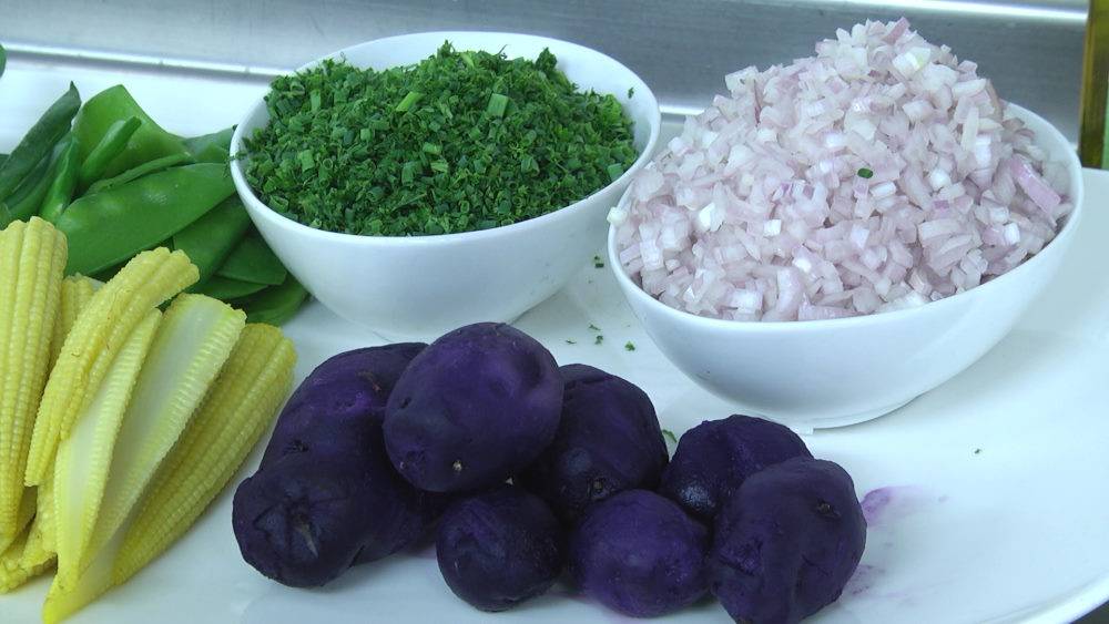 DGebratenes Frühlingsgemüse als Beilage zu Danner´s Spießbraten vom Milchkalb