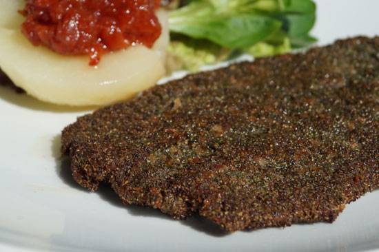Rezeptfoto von Topfgucker-TV Wildschweinschnitzel mit Brennnesselrahmkruste